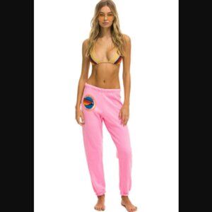 Aviator Nation Aspen Sweatpants Neon Pink Joggers Pants Size S Retail $156.00